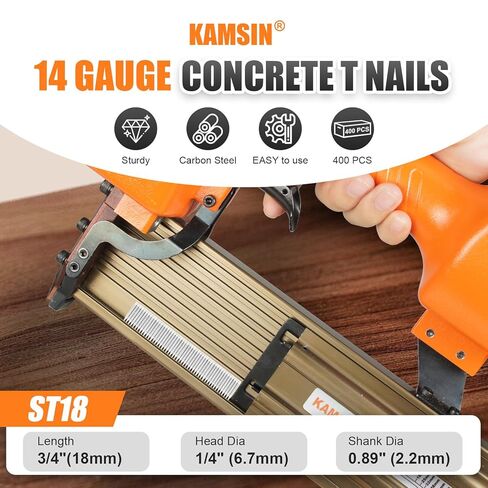 ST18 14 Gauge Concrete T Nails, 3/4'' (18MM) Length T Nails, Galvanzied, 400 PCS/BOX, for Woodworking, Decking, Concrete Nailing in Saudi Arabia