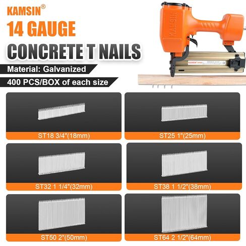 ST18 14 Gauge Concrete T Nails, 3/4'' (18MM) Length T Nails, Galvanzied, 400 PCS/BOX, for Woodworking, Decking, Concrete Nailing in Saudi Arabia