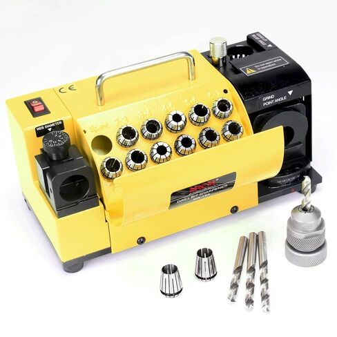 MRCM Drill Bits Sharpener,1/8"-9/16"（3mm -15mm） Drill bit Grinding Machine MR-13A, 95° to 135° Point Angle Re-Sharpener, Portable Bits Sharpening Machine with 13 Collets，All-Metal Housing in Kuwait