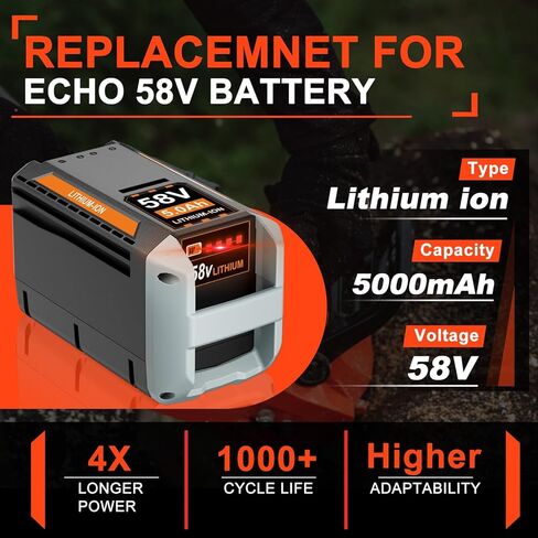 بديل 58 فولت لبطارية Echo 58V 5.0Ah CBP-58V40، لأداة الطاقة من سلسلة 58V MAX PRO CBP-58V2AH CHT-58V CDST-58V CPLB-58VBT CST-58V (رمادي)، لبطارية الصدى in Kuwait