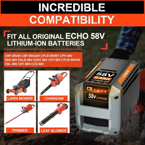 بديل 58 فولت لبطارية Echo 58V 5.0Ah CBP-58V40، لأداة الطاقة من سلسلة 58V MAX PRO CBP-58V2AH CHT-58V CDST-58V CPLB-58VBT CST-58V (رمادي)، لبطارية الصدى in Kuwait
