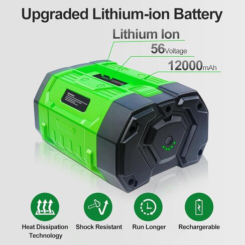 استبدال بطاريات DTK 12Ah طويلة الأمد لبطارية EGO 56V BA4200 BA4200T BA2800 BA2800T BA5600 BA5600T BA1400T أداة طاقة لاسلكية فائقة السعة 12000 مللي أمبير في الساعة in Kuwait