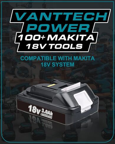 VANTTECH 3.0Ah 2-Pack 18V بطارية بديلة لبطارية ماكيتا 18 فولت BL1820B-2 BL1830B-2 متوافقة مع ماكيتا BL1815 BL1820 BL1830 BL1830B 1840B 1850B BL1860B (أسود) in Kuwait
