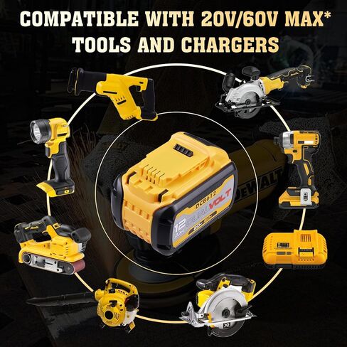 2 حزمة ترقية عالية السعة 12.0Ah fle xv OLT 20V/60V MAX استبدال بطارية ليثيوم أيون لـ DW DCB606 DCB609 DCB612 متوافق مع أدوات الطاقة اللاسلكية والشواحن 20V/60V in Kuwait