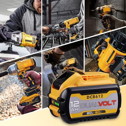 2 حزمة ترقية عالية السعة 12.0Ah fle xv OLT 20V/60V MAX استبدال بطارية ليثيوم أيون لـ DW DCB606 DCB609 DCB612 متوافق مع أدوات الطاقة اللاسلكية والشواحن 20V/60V in Kuwait