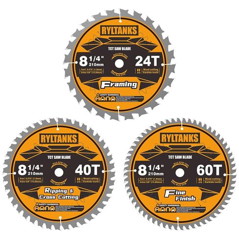 8-1/4 Inch Table Saw Blade/Circular Saw Blade, 5/8" Arbor, 24T for Framing&40T for Ripping, Cross Cutting&60T for Fine Finish Wood Cutting, 3-Pack in Kuwait