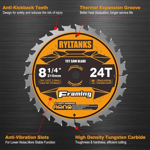 8-1/4 Inch Table Saw Blade/Circular Saw Blade, 5/8" Arbor, 24T for Framing&40T for Ripping, Cross Cutting&60T for Fine Finish Wood Cutting, 3-Pack in Kuwait