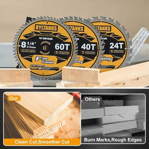 8-1/4 Inch Table Saw Blade/Circular Saw Blade, 5/8" Arbor, 24T for Framing&40T for Ripping, Cross Cutting&60T for Fine Finish Wood Cutting, 3-Pack in Kuwait