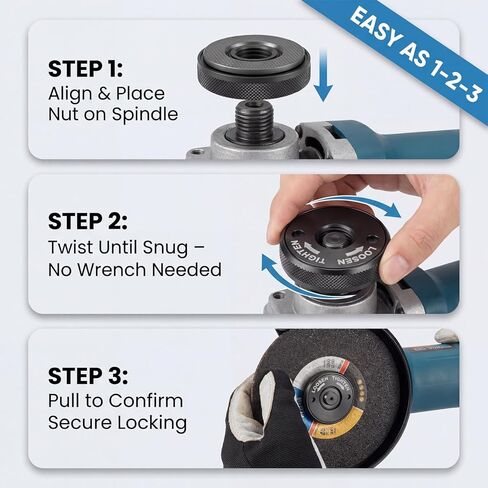5/8-11 Thread Angle Grinder Flange Nut Angle Grinder Nut No Wrench Required Self Locking Flange Nuts for 4.5" and 5" Angles Grinders Quicklock Grinders Nuts Quick Release Metal Lock in Kuwait