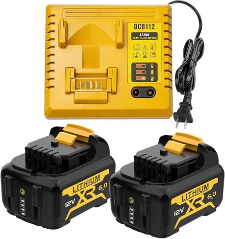 2-Pack 6.0Ah 12V Battery Replacement for Dewalt 12V Max, Professional Power for Auto Repair & Construction, Compatible with DCB120 DCB122 DCB124 DCB127 | Not for 20V/18V Tools in Kuwait