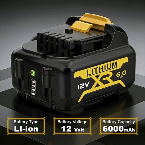 2-Pack 6.0Ah 12V Battery Replacement for Dewalt 12V Max, Professional Power for Auto Repair & Construction, Compatible with DCB120 DCB122 DCB124 DCB127 | Not for 20V/18V Tools in Kuwait