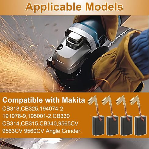 فرش الكربون CB318 CB330 CB340 CB314 CB315 المتوافقة مع ماكيتا 9560CV 9563CV 9565CV 9566CV GD0600 9554 9557 طاحونة زاوية الكربون، فرش المحرك لماكيتا 9563CV 9553NB طاحونة زاوية - 4 عبوات in Kuwait