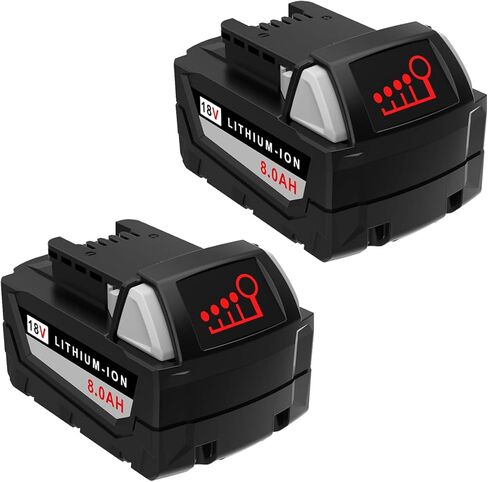 8.0Ah Replacement for M18 Battery 18V Lithium lon Battery Compatible with 18 Volt 48-11-1850 48-11-1865 48-11-1852 48-11-1840 48-11-1820 48-11-1828 Cordless Power Tools & Chargers (2Pack) in Kuwait