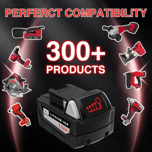 8.0Ah Replacement for M18 Battery 18V Lithium lon Battery Compatible with 18 Volt 48-11-1850 48-11-1865 48-11-1852 48-11-1840 48-11-1820 48-11-1828 Cordless Power Tools & Chargers (2Pack) in Kuwait