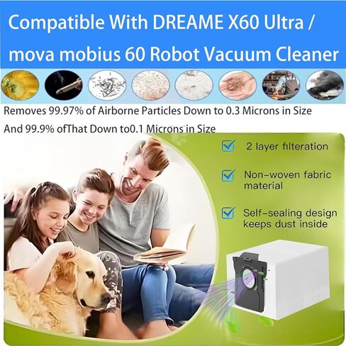 Replacement Dust Bags Compatible With DREAME X60 Max Ultra / X60 Ultra Robot Vacuum Cleaner, 10 Pack Spare Parts Accessories in Kuwait
