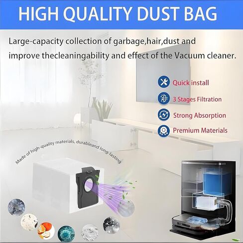 Replacement Dust Bags Compatible With DREAME X60 Max Ultra / X60 Ultra Robot Vacuum Cleaner, 10 Pack Spare Parts Accessories in Kuwait