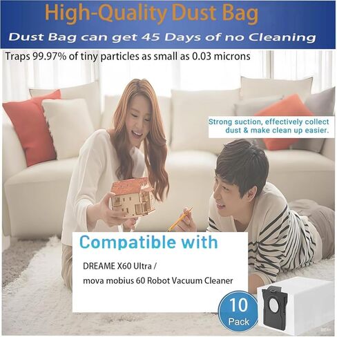 Replacement Dust Bags Compatible With DREAME X60 Max Ultra / X60 Ultra Robot Vacuum Cleaner, 10 Pack Spare Parts Accessories in Kuwait