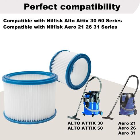 2 PCS Replacement HEPA Filter Compatible with Nilfisk ALTO Attix 30, 50 & Aero 21, 26, 31 Wet Dry Vacuum Cleaner in Kuwait