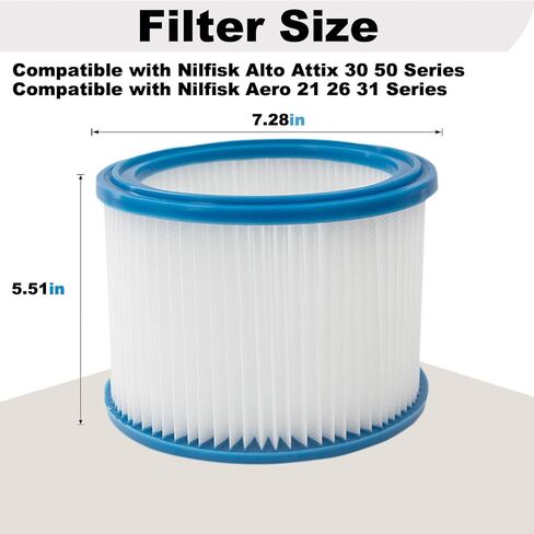 2 PCS Replacement HEPA Filter Compatible with Nilfisk ALTO Attix 30, 50 & Aero 21, 26, 31 Wet Dry Vacuum Cleaner in Kuwait