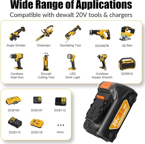 Lenoya ترقية بطارية 5.0Ah 20V Max مع DCB102 شاحن مزدوج بديل لمجموعة شاحن بطارية Dewalt 20V in Kuwait