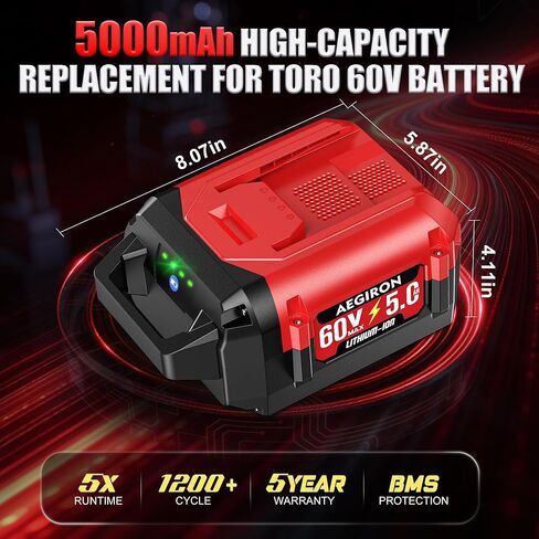 استبدال بطارية Toro 60V 5.0Ah L108 L135 L126 L1324 L1405 88620 88625 88640 88660 88675، متوافق مع بطارية Toro 60 Volt Max Flex-Force 5.0Ah Lithium-lon in Kuwait