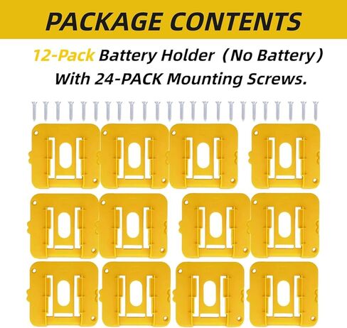 12 Pack Battery Pack Holders Compatible with Dewalt 20V and 60V Battery, Heavy-Duty ABS Wall Organizer Rack with Screws Battery Pack Mount for Garage, Workshop, Job Site in Saudi Arabia