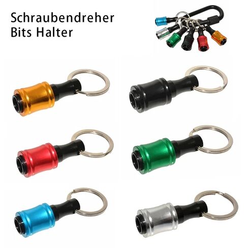 6Pcs 1/4 Inch Hex Shank Keychain Aluminum Alloy Drill Bits Keychain Screwdriver Bits Holder Drill Bit Socket Adapter Holder Fast Change Bit Holder for Most Electric Hand-held Screwdrivers Drill Bits in Kuwait