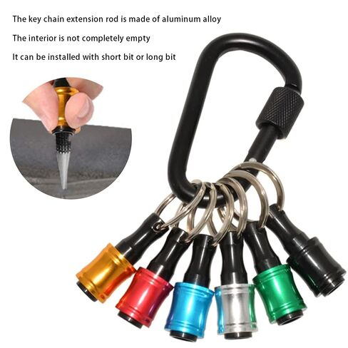 6Pcs 1/4 Inch Hex Shank Keychain Aluminum Alloy Drill Bits Keychain Screwdriver Bits Holder Drill Bit Socket Adapter Holder Fast Change Bit Holder for Most Electric Hand-held Screwdrivers Drill Bits in Kuwait