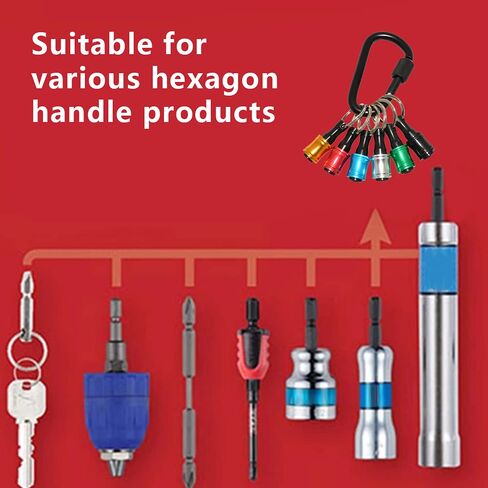 6Pcs 1/4 Inch Hex Shank Keychain Aluminum Alloy Drill Bits Keychain Screwdriver Bits Holder Drill Bit Socket Adapter Holder Fast Change Bit Holder for Most Electric Hand-held Screwdrivers Drill Bits in Kuwait