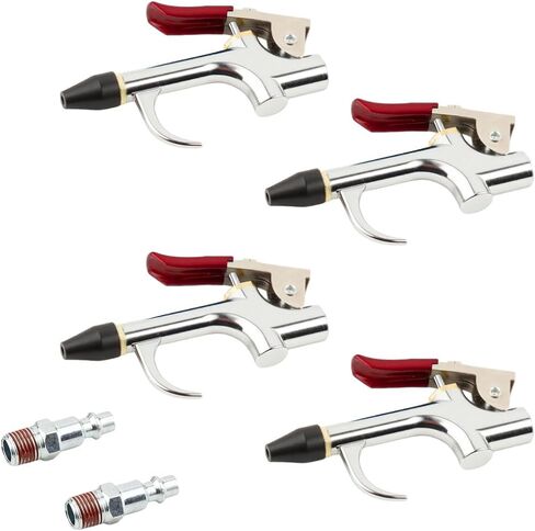 SANFU 4 قطع 1/4 NPT Lever Blow Gun فوهة هواء لتنظيف الغبار منفاخ مع فوهات مطاطية وأمان أداة هواء، قطعتان 1/4 بوصة من النوع M لصناعة المرآب المنزلي (أحمر) in Kuwait