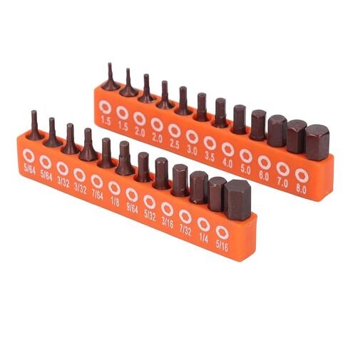 24 Pcs Hex Head Drill Bit Set, S2 Alloy Steel Metric and SAE Hex Bit Set for Industrial Use with Storage Holder in Kuwait