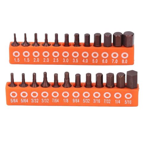 24 Pcs Hex Head Drill Bit Set, S2 Alloy Steel Metric and SAE Hex Bit Set for Industrial Use with Storage Holder in Kuwait