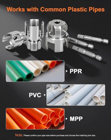 3PCS Carbon Steel Internal & External Pipe Threading Tool Set, 1/2", 3/4", 1" PVC Pipe Threader Kit with Gloves & Tape, Drill-Compatible for Smooth Threading, Plumbing Projects and Home Repairs in Kuwait