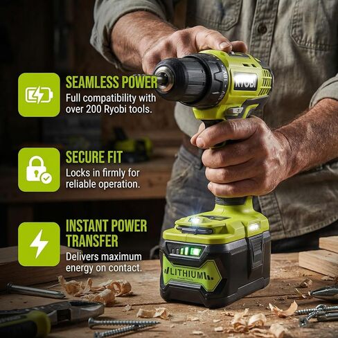 2 حزمة بطارية ليثيوم أيون 8000 مللي أمبير 18 فولت | متوافق مع Ryobi 18V ONE+ P108 P104 P105 P102 P103 P122 P109 | لأدوات الطاقة اللاسلكية Ryobi ONE+ in Kuwait
