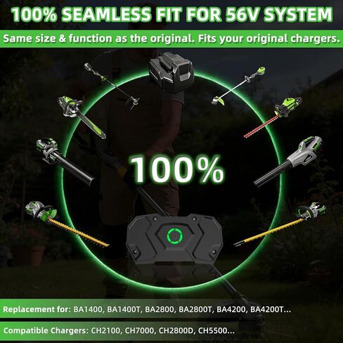 Replacement for EGO 56V Battery 2.5Ah, BA1400T BA1400 Lithium-Ion Battery Compatible with EGO 56 Volt Power+ Cordless String Trimmer Leaf Blower, Upgraded 5-LED Fuel Gauge in Kuwait