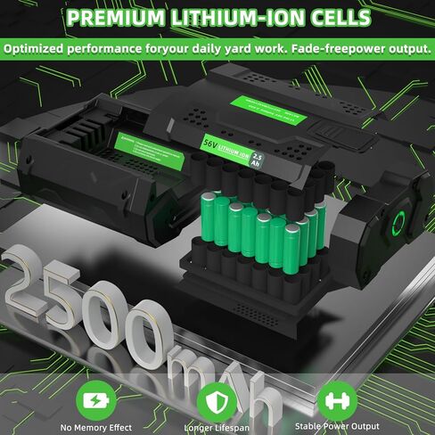 Replacement for EGO 56V Battery 2.5Ah, BA1400T BA1400 Lithium-Ion Battery Compatible with EGO 56 Volt Power+ Cordless String Trimmer Leaf Blower, Upgraded 5-LED Fuel Gauge in Kuwait