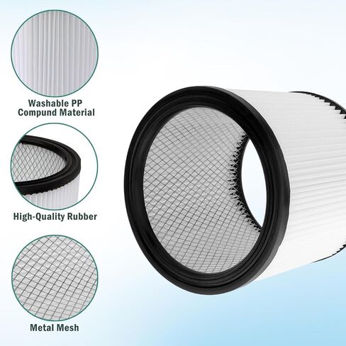 عبوتان من الفلتر البديل 90304 لـ Shop-Vac 90350 90304 90333 9030400 903-04-00، يناسب معظم المكانس الكهربائية الرطبة/الجافة سعة 5 جالون وما فوق in Kuwait