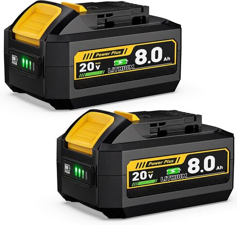 YBT 2-Pack 8.0Ah Replacement for DW20V MAX Battery – Grade A Lithium Cells, V0 Fireproof Case, 1000 Cycles – Compatible with DW20V MAX BatteryTools and Chargers in Kuwait