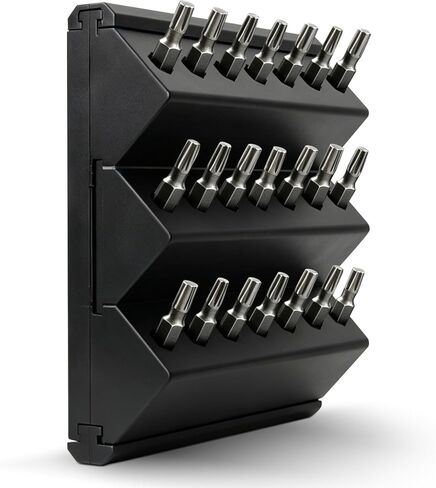 1/4 Hex Bit Organizer, 21 Hole Drill Bit Holder, 45° Angled Modular Interlocking Expandable, Wall & Pegboard Mount Screwdriver Router Bit Storage, No Drop Bit Holder for Garage Workshop Storage Black in Kuwait