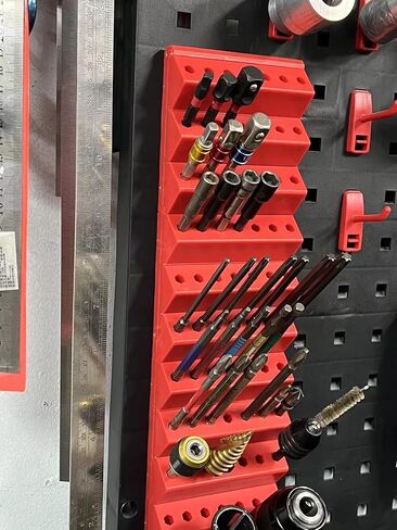 1/4 Hex Bit Organizer, 21 Hole Drill Bit Holder, 45° Angled Modular Interlocking Expandable, Wall & Pegboard Mount Screwdriver Router Bit Storage, No Drop Bit Holder for Garage Workshop Storage Black in Kuwait