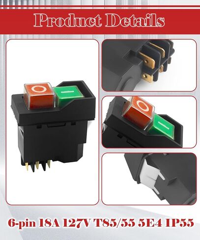 Table Saw Power Switch Fits for Craftsman& Hitachi Metabo &Ryobi,Replace CMXETAX69434502,371450,375819,089240028147(6-pin 18A 127V) in Kuwait