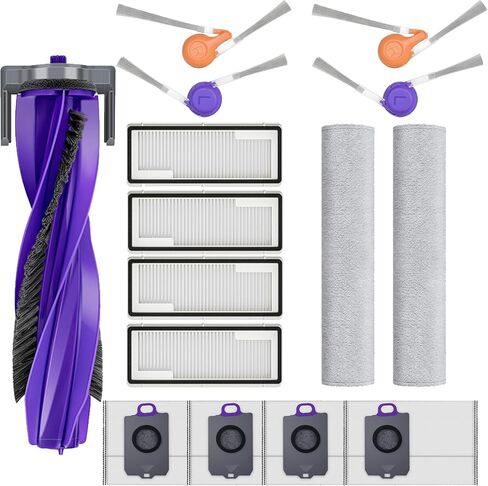 16 Pcs Replacement Accessories Kit Compatiible With Narwal Flow Robot Vacuum,1 Main Brush Roller,4 Side Brush,4 Hepa Filters,2 Track Mop Cloth,4 Dust Bag, in Kuwait
