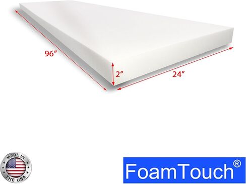 وسادة إسفنجية للتنجيد من FoamTouch عالية الكثافة، مقاس 12.7 سم ارتفاع × 60.96 سم عرض × 60.96 سم طول، أبيض in Saudi Arabia