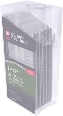 Grip Rite Prime Guard MAXB64904 2-1/2 بوصة 316 من الفولاذ المقاوم للصدأ 15 مقياس "DA" - مسمار بلمسة نهائية بزاوية، 500 لكل مشبك حزام in Kuwait