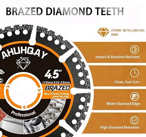 4-1/2 Inch Diamond Blade for Angle Grinder, 3pcs Heavy Duty Cutting Disc Tool, Diamond Saw Blades, Multi Material Cut Off Wheel for Metal Tile Wood Ceramic Stone Plastic Marble in Kuwait