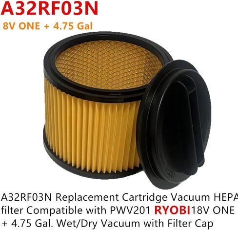 1 حزمة yamoutai A32RF03N استبدال خرطوشة فراغ فلتر HEPA متوافق مع PWV201 18V ONE + 4.75 Gal. مكنسة كهربائية رطبة/جافة مع غطاء مرشح in Kuwait