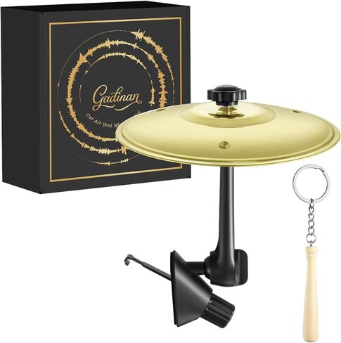 Mini Car Drum Cymbal For Car Air Vent (Gold) – Crash Cymbal Dashboard Ornament Accessory for Musicians, Drummers, Music Lovers – Funny Auto Interior Gift for Men Women Teens in Saudi Arabia