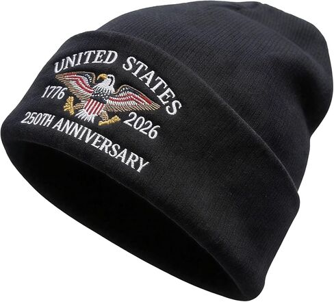 250th Anniversary USA Hat, Exquisite Embroidery Beanie for Men, Freedom 250 Anniversary Skull Cap, Warm Knitted USA Hat in Saudi Arabia