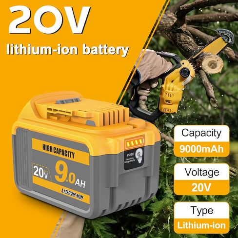 بطارية بديلة من Waitley 20V 9.0Ah ليثيوم أيون متوافقة مع أدوات الطاقة Dewalt 20V DCB200 DCB209 مع مؤشر LED (غير مصنوعة في ديوالت) in Kuwait