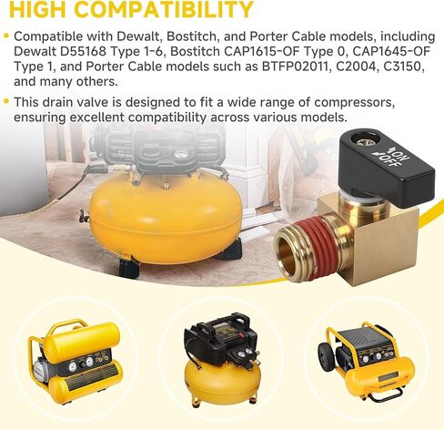 استبدال صمام الصرف متوافق مع ضواغط كابل Dewalt، Bostitch، Porter - N000986، N072023، جزء لأنظمة تصريف ضاغط الهواء in Kuwait